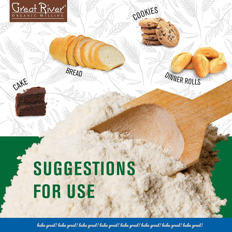 Great River Organic Milling Lily White Organic All-Purpose Flour | Unbleached & Unbromated | Non-GMO, Kosher | Ideal for Bread, Cookies, Cakes, Pizza Dough & Everyday Baking | 25 Lb - Nestoria