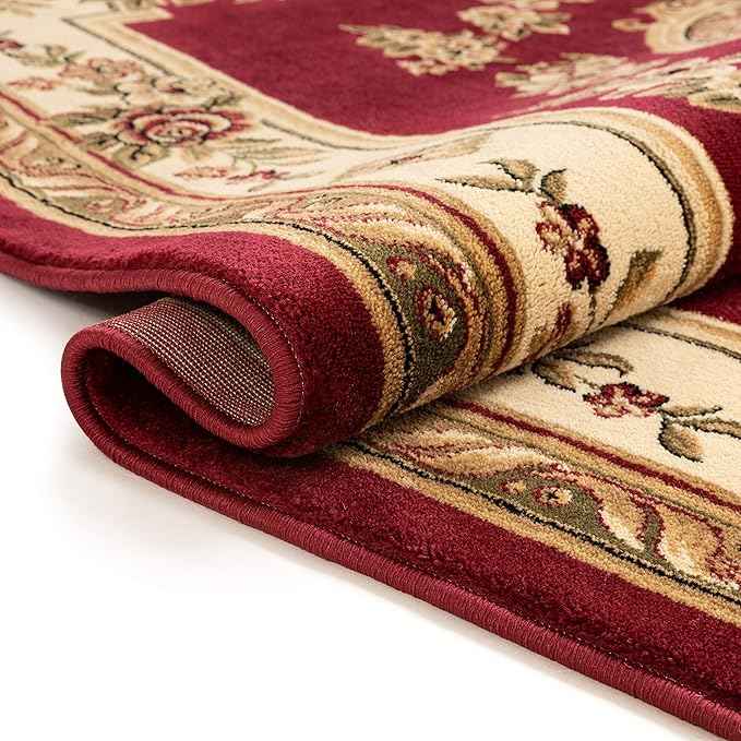 Pastoral Medallion Red French European Formal Traditional 2x7 (2'3" X 7'3") Runner Rug Stain/Fade Resistant Contemporary Floral Thick Soft Plush Hallway Entryway Living Dining Room Area Rug