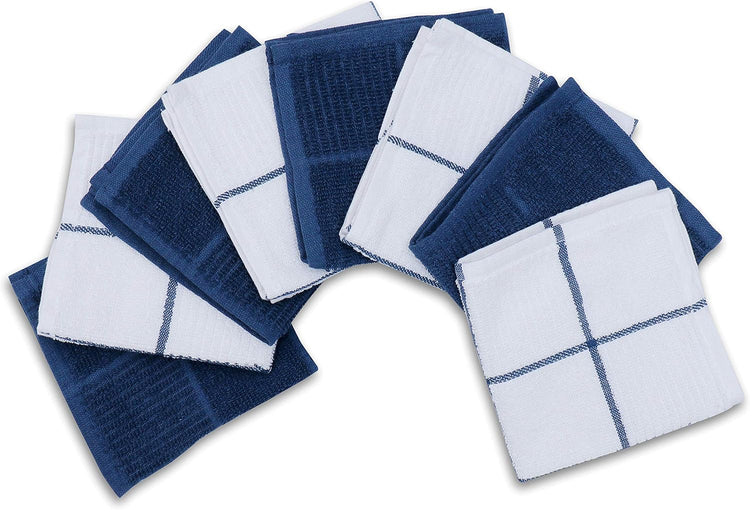 AMOUR INFINI Dish Cloths for Washing Dishes Set of 8 - Highly Absorbent, Super Soft Kitchen Dishcloths - Reusable Quick Dry Dish Rags for Cleaning & Drying Kitchen Linens (12x12 Inch - Blue) - Nestoria