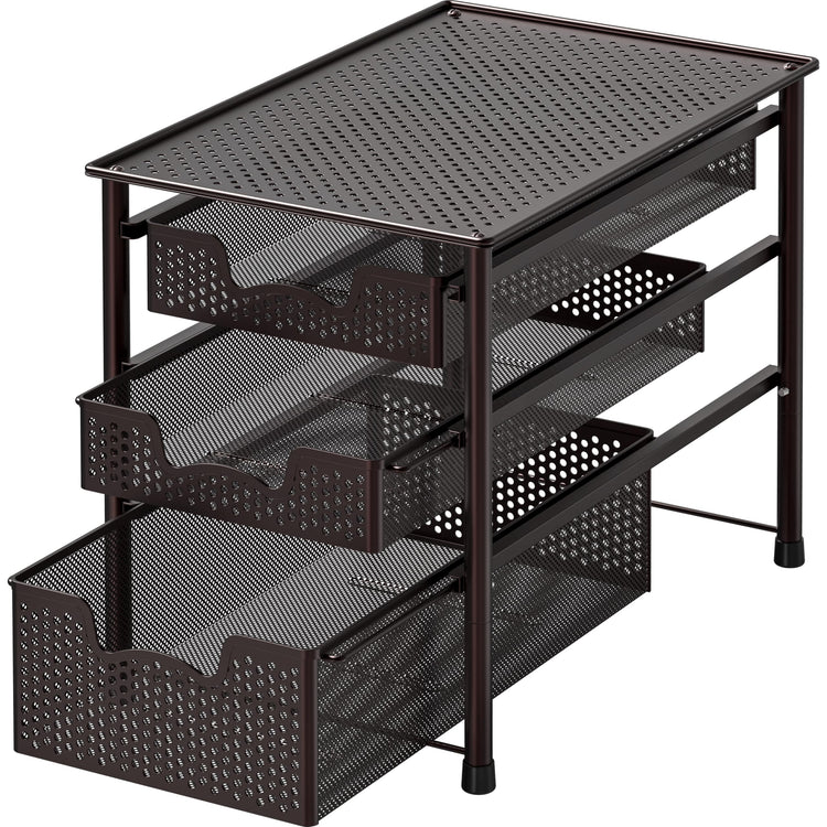 Stackable 3 Tier Sliding Basket Organizer Drawer (3 Count)