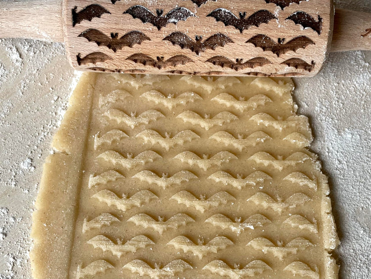 HALLOWEEN 3 Mini Embossed Rolling Pin Set. Wooden Laser Engraved Textured rolling pins for Cookies