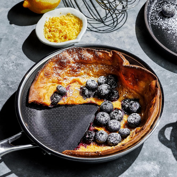 HexClad Hybrid Nonstick 8-Inch Frying Pan with Tempered Glass Lid, Stay-Cool Handle, Dishwasher-Friendly, Oven-Safe Up to 900°F, Induction Ready, Compatible with All Cooktops
