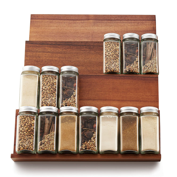 Wooden Spice Rack Organizer for Cabinet (4 Count)
