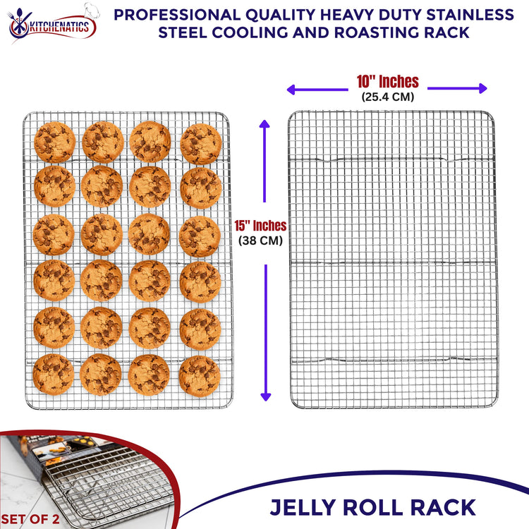 Jelly Roll Cooling Rack Stainless Steel Oven Safe Set of 2