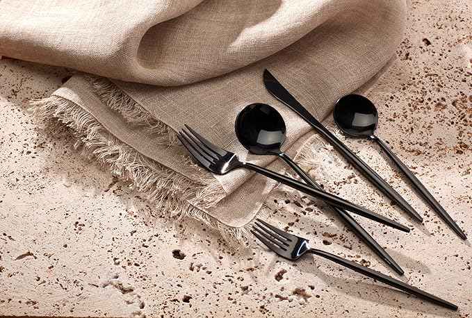 Hampton Forge 894757 Skandia Zephyr Black 45 Piece Flatware Set