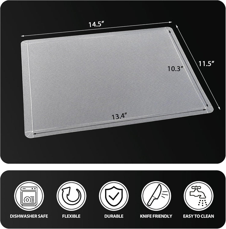 WK Flexible Plastic Cutting Boards Mats with Lip, Foldable Cutting Board for Kitchen Set of 3, Clear Cutting Boards, Nonslip Cutting Mats Sheets, BPA Free, Dishwasher Safe