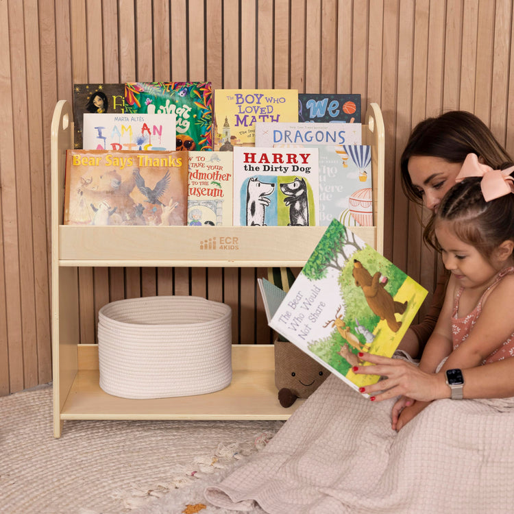 3 Shelf Floor Book Display with Handles and Storage