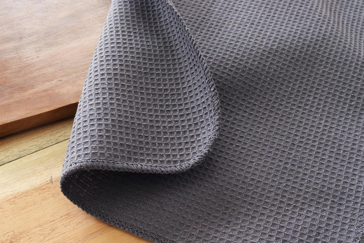 PurpleEssences Dish Cloths and Dish Rags - 8 Pack Waffle Weave Solid Kitchen Dish Wash Cloths, 100% Cotton, 12 x 12 Inches, Ultra Soft Absorbent Quick Drying - Spring Summer - Dark Grey - Nestoria
