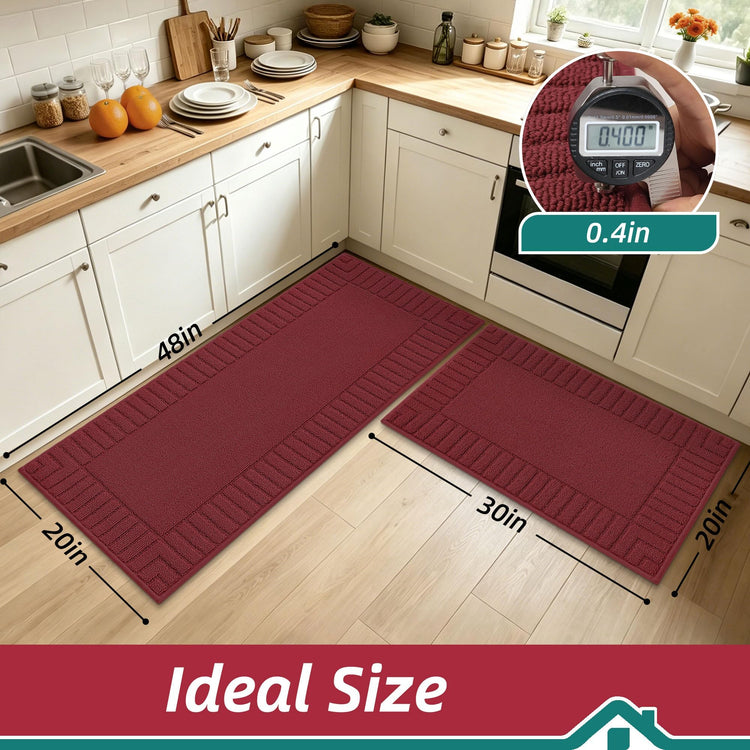 Kitchen Rugs Non Slip Washable 2PCS