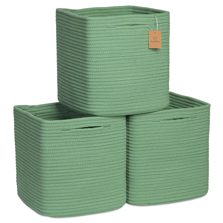 Storage Cubes 11 Inch Cotton Rope Woven Baskets for Organizing (3 Count)