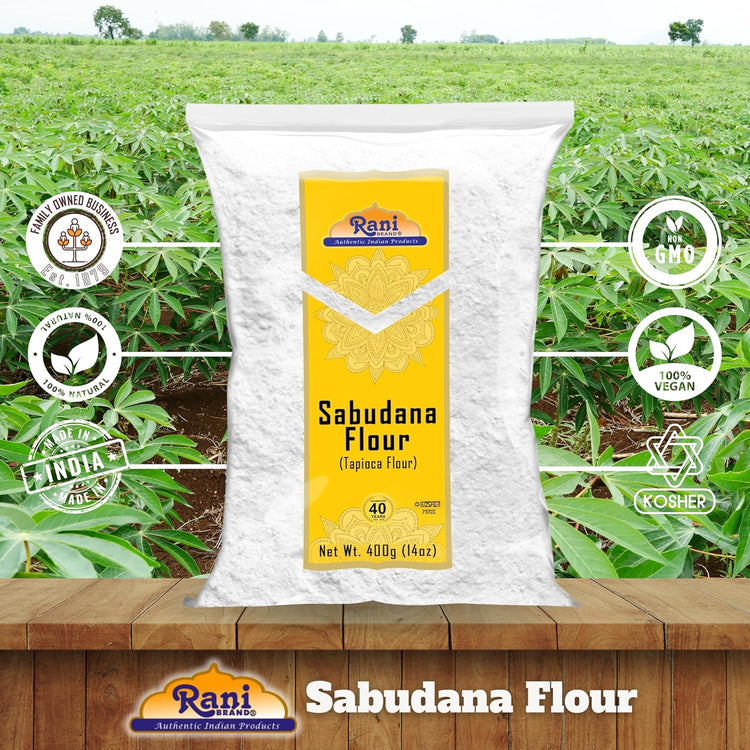 Rani Sabudana Flour (Tapioca/Sago Flour) 14oz (400g) ~ All Natural | Vegan | Gluten Friendly | NON-GMO | Kosher | Indian Origin - Nestoria