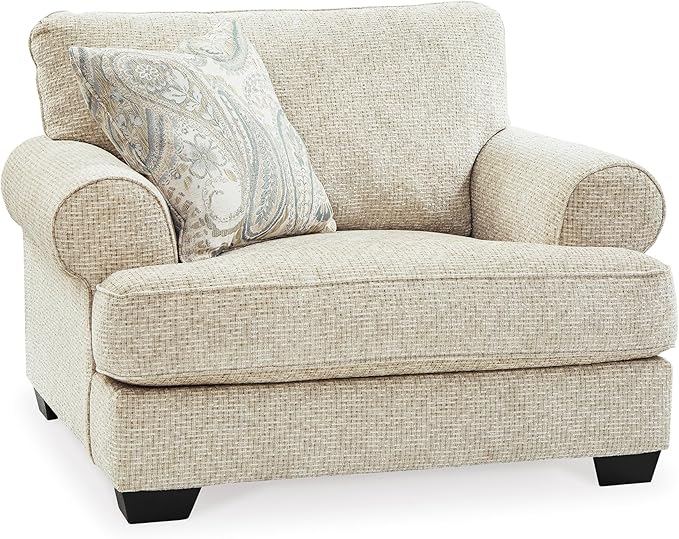 Signature Design by Ashley Monaghan Classic Upholstered Oversized Chair with Toss Pillow, Light Brown