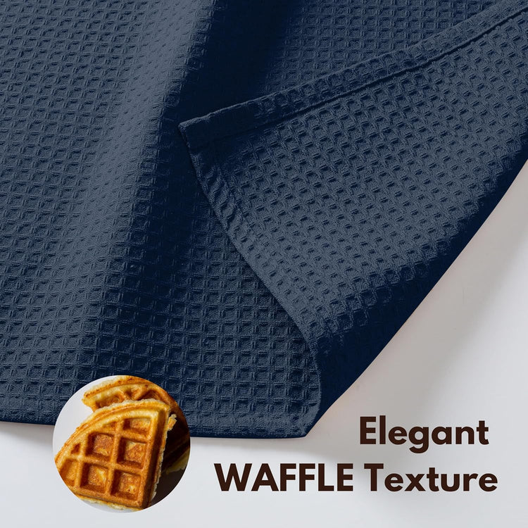 Native Fab Cotton Kitchen Towel with Hanging Loop 16x26 inches, 12-Pack, Waffle Weave Kitchen Towels for Cleaning Drying, Washcloths Soft & Absorbent Cloth Rags, Bar Towel, Dish Cloth, Navy - Nestoria