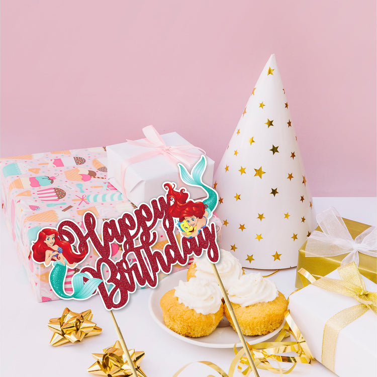 The Litle Mermaid Happy Birthday Cake Topper