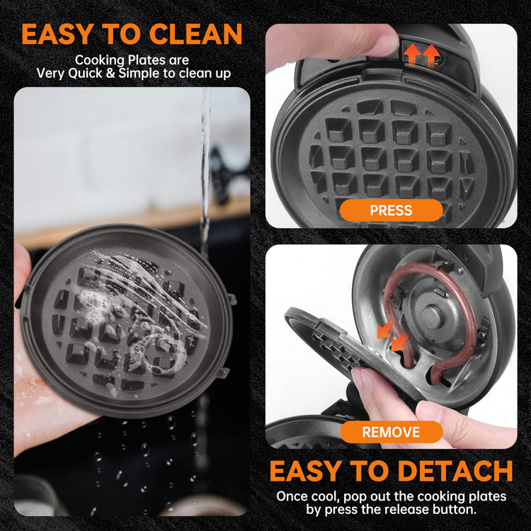 4 in 1 Mini Waffle Maker with Removable Plates