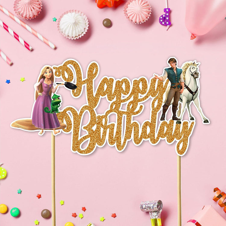 Rapunzl Happy Birthday cake topper - Birthday Decorations.