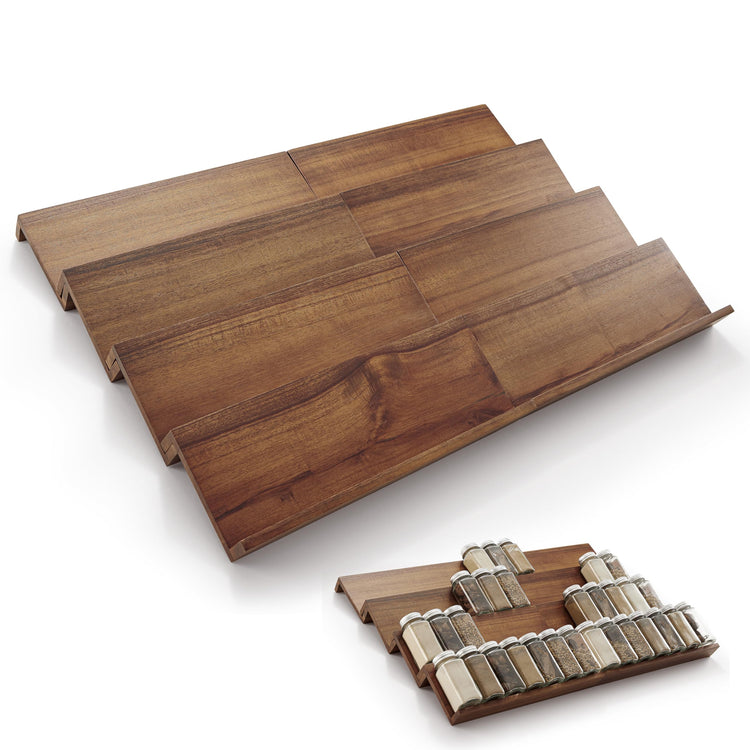 Acacia Wooden Spice Rack Organizer for Cabinet (4 Count)
