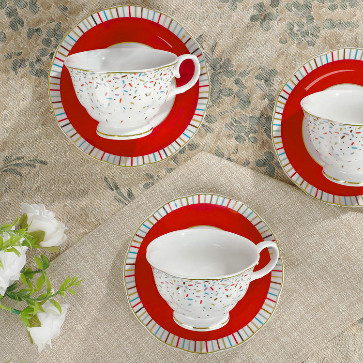 21 Piece Colorful British Porcelain Tea Sets (21 Count)