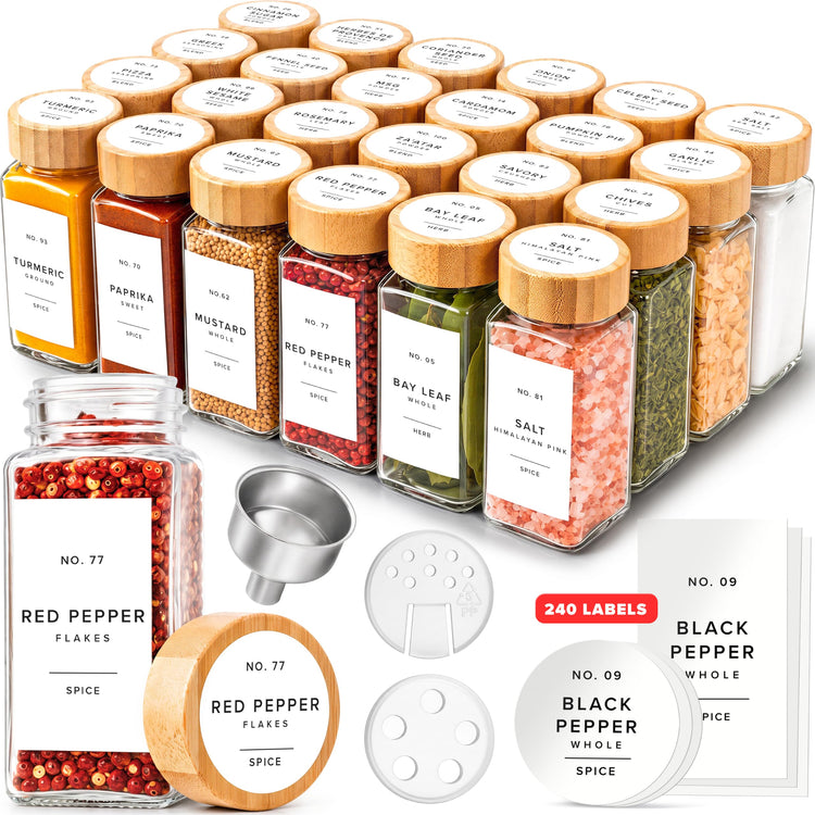 Glass Spice Jars with Label (24 Count)