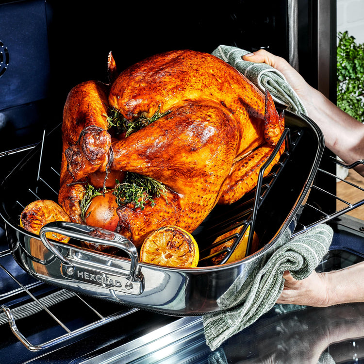 Hybrid 17 x 14 Inch Rectangular Nonstick Roasting Pan with Rack