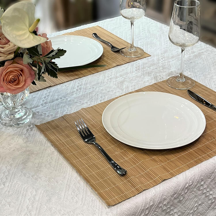 ANDSTAR Set of 4 Pcs Bamboo Placemats Sushi Rolling Mat Japanese Style Natural Anti-Slip Bamboo Placemats Washable Heat-Resistant Table Mats for Dining Room and Kitchen(Brown)