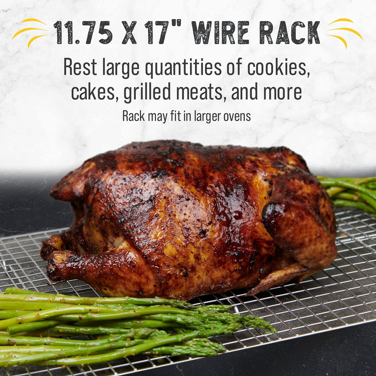 Checkered Chef Cooling Rack for Cooking and Baking - 11 ¾" x 17 Set of 2 Stainless Steel, Oven Safe Grid Wire Cookie Cooling Racks