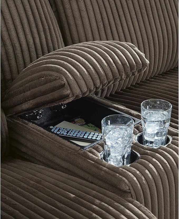 Signature Design by Ashley Top Tier Modern Left-Arm Facing 6-Piece Reclining Sectional with Chaise, Armrest, Throw Pillows and Storage, Dark Brown