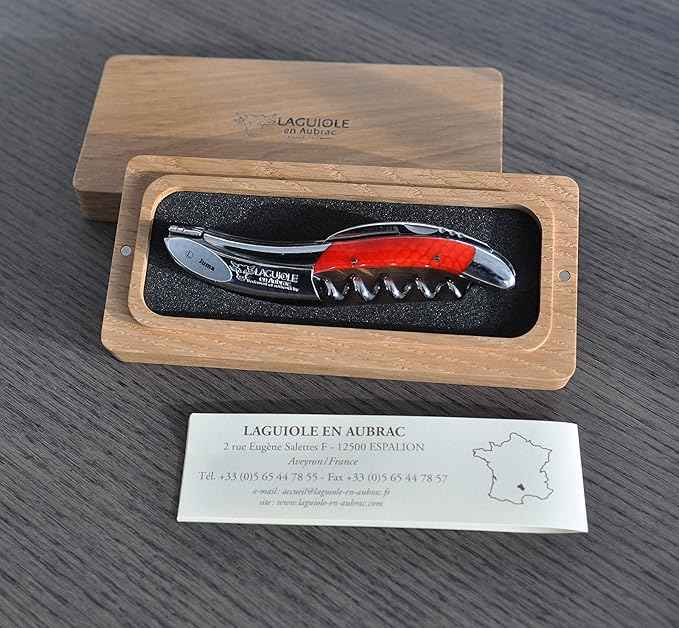 Laguiole En Aubrac Sommelier Waiter's Corkscrew, Juma Orange Handle, Wine Opener With Foil Cutter & Bottle Opener