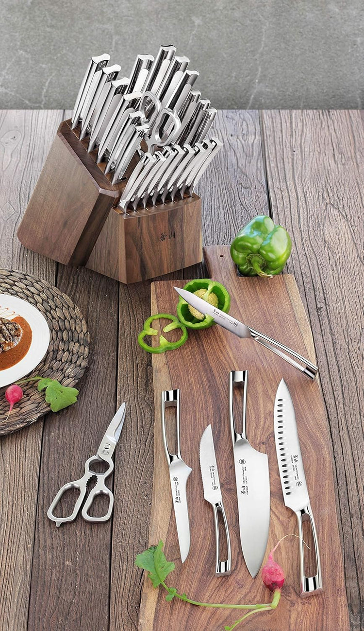 Cangshan N1 Series 1022377 23-Piece German Steel Forged Knife Block Set, Walnut Block