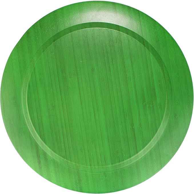 BambooMN 13" Dia Green Bamboo Reusable Dinnerware Charger Round Plates for Catered Events, Holidays, or Home Use Supplies, 10 Pcs
