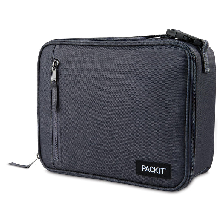 R) Freezable Classic Lunch Box, City Charcoal, Built with EcoFreeze(R) Technology, Collapsible, Reusable, Zip Closure With Front Pocket and Buckle Handle, For Work Lunch