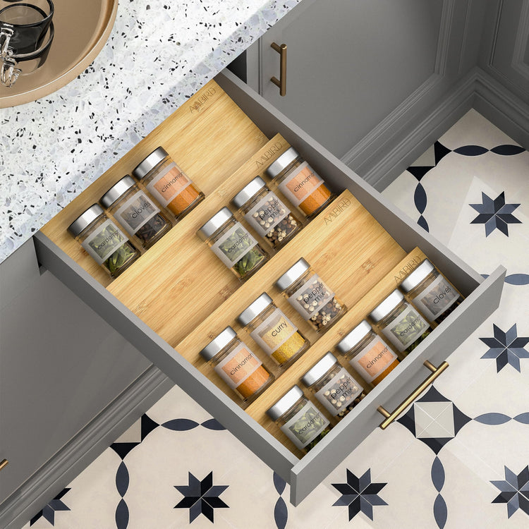 Bamboo Spice Drawer Organizer with Non (4 Count)