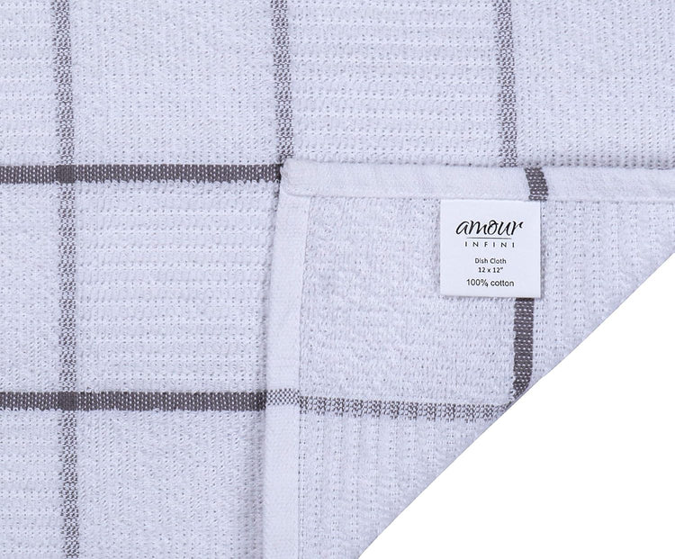AMOUR INFINI Dish Cloths for Washing Dishes Set of 8 - Highly Absorbent, Super Soft Kitchen Dishcloths - Reusable Quick Dry Dish Rags for Cleaning & Drying Kitchen Linens (12x12 Inch - L.Grey) - Nestoria