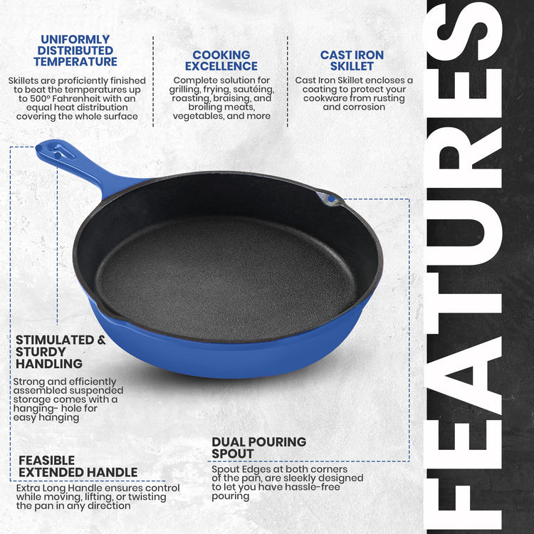 Cast Iron Skillet Set 3 Piece 6 8 10 Inch PFAS