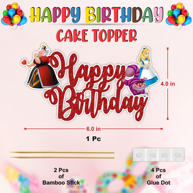 Alice in Wondrland Happy Birthday Cake Topper