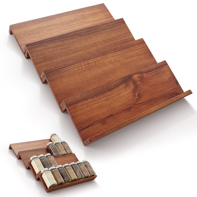 Wooden Spice Rack Organizer for Cabinet (4 Count)