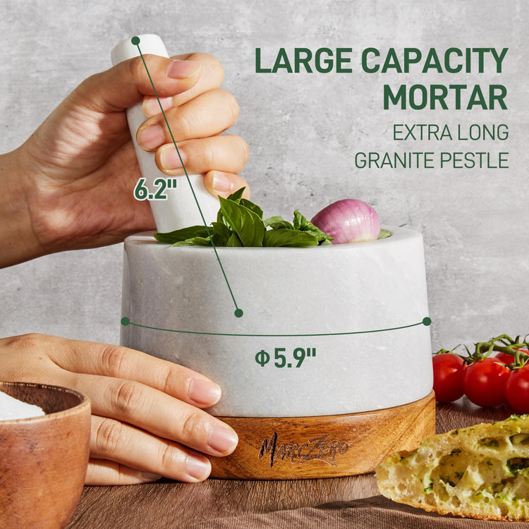 6inch Large Mortar and Pestle Set with Anti