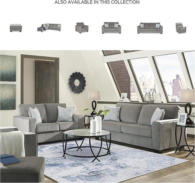 Signature Design by Ashley Altari Modern Rectangular Accent Ottoman, Light Gray