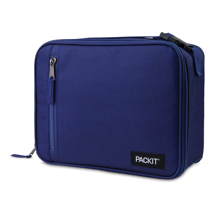 R) Freezable Classic Lunch Box, True Blue, Built with EcoFreeze(R) Technology, Collapsible, Reusable, Zip Closure With Front Pocket and Buckle Handle, For Work Lunches and Fresh Lunch On the Go