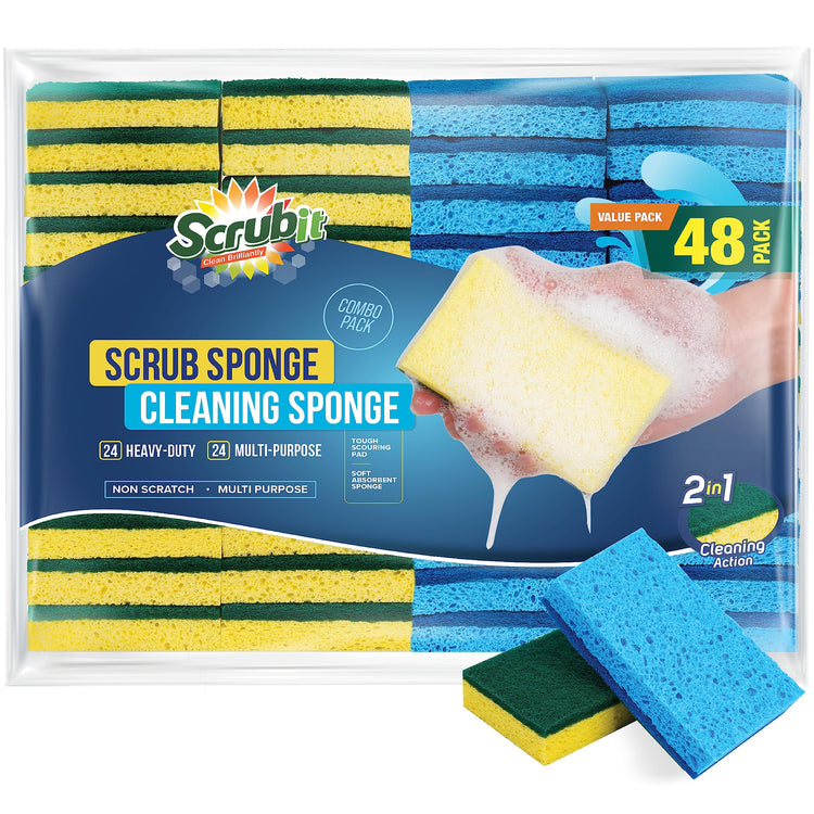 48 Pack Kitchen Sponges Dish Sponge for Washing Dishes (48 Count)