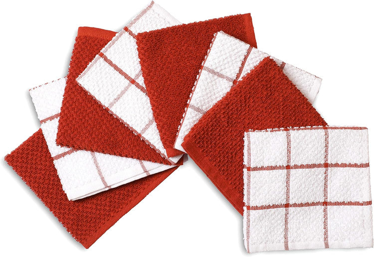AMOUR INFINI Cotton Kitchen Dish Cloths Set of 8 – Highly Absorbent, Super Soft Premium Terry Cleaning Cloth (12"x12" Inch) Premium Dishcloths for Washing Dishes (Rust) - Nestoria