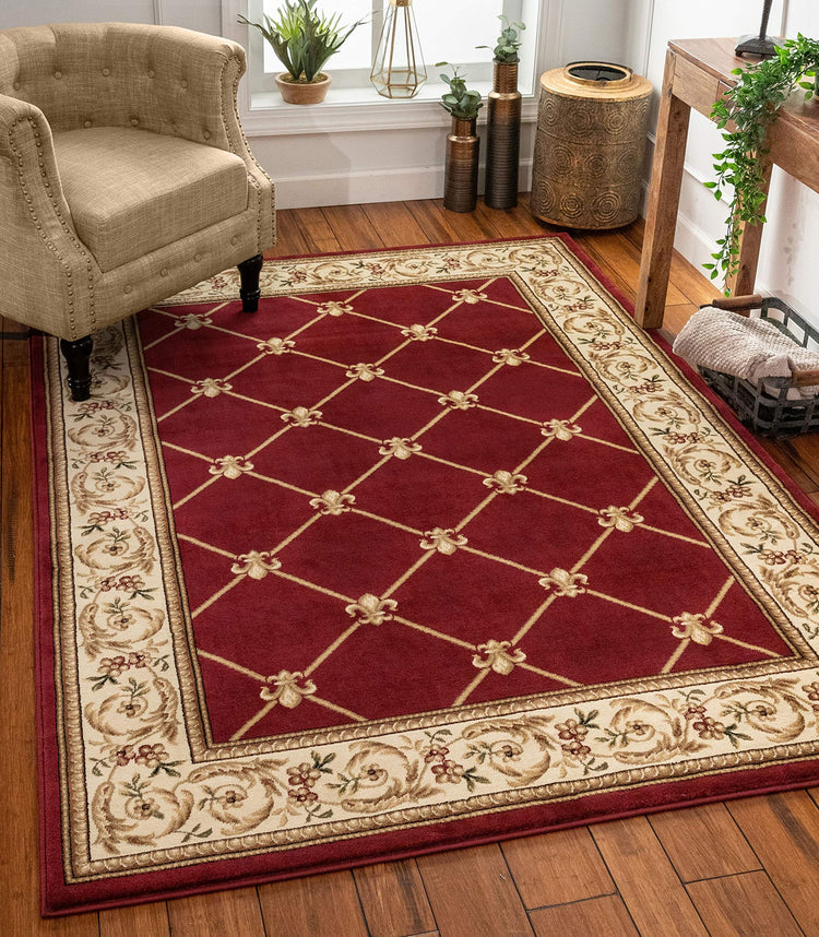 Patrician Trellis Red French European Formal Traditional 5X7