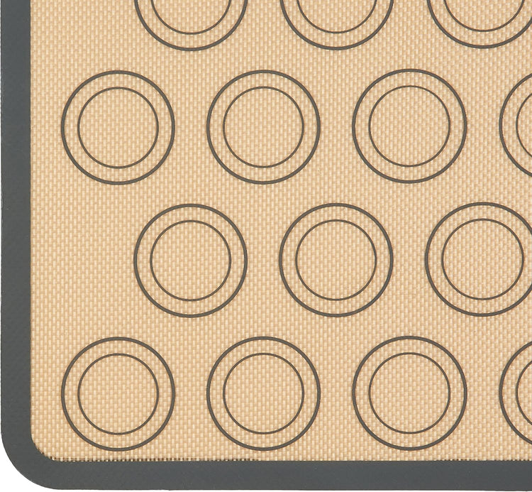 Amazon Basics Silicone Baking Mat for Macarons, Non-Stick, Food Safe, 16.5" x 11.6", Beige/Gray, Pack of 2