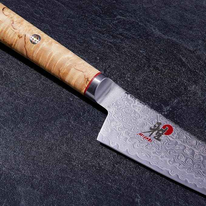Miyabi Birchwood SG2 Japanese Prep Knife, 5.5-inch, Precision Kitchen Knife, Karelian Birch Handle, 100-layer flower Damascus pattern, Handcrafted in Seki, Japan