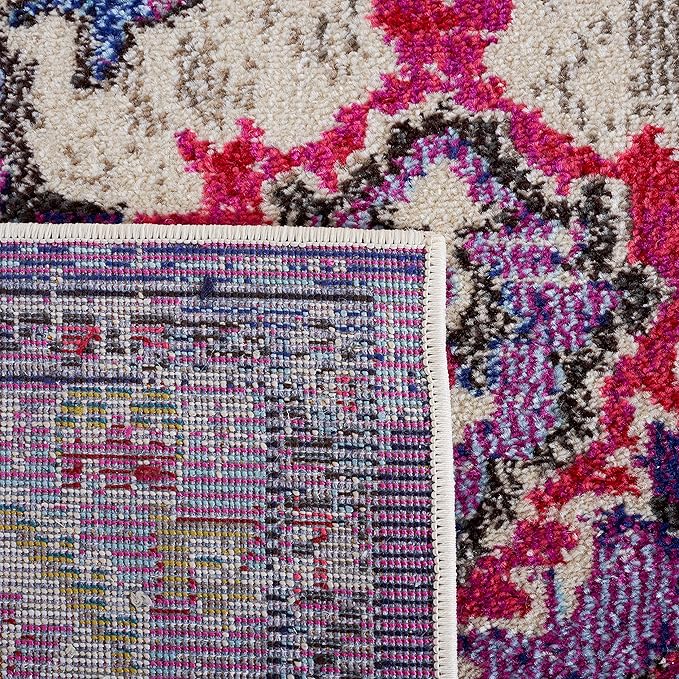 SAFAVIEH Monaco Collection Area Rug - 3' x 5', Violet & Fuchsia, Non-Shedding & Easy to Clean, Distressed Medallion Design, Ideal for Living Room, Bedroom, Dining Space (MNC243P)