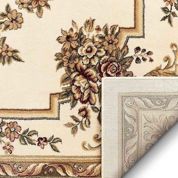 Well Woven Pastoral Medallion Ivory French European Formal Traditional (5'3" x 7'3") Area Rug Easy to Clean Stain/Fade Resistant Shed Free Contemporary Floral Thick Soft Plush Living Dining Room Rug