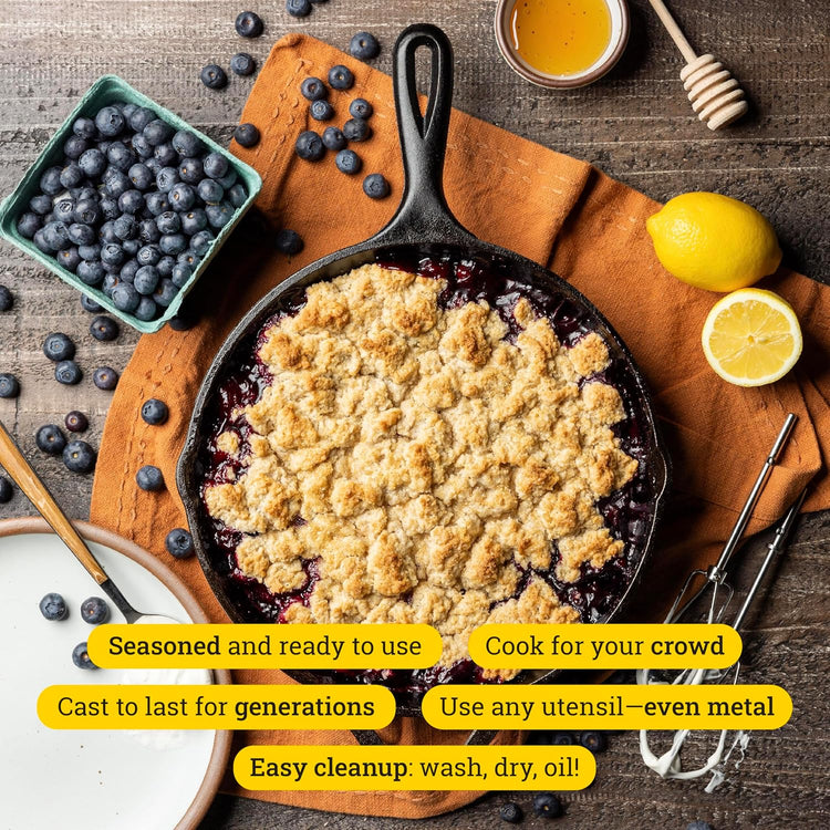 Lodge Pre-Seasoned Cast Iron Skillet Set - Set Includes 8 Inch Skillet, 10.25 Inch Skillet, and 12 inch Skillet - 3 Piece - Nestoria