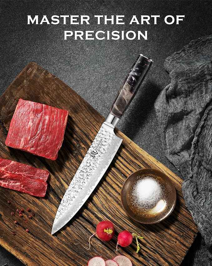 Japanese Chef Knife, 67-Layer Damascus Steel 8 Inch Kitchen Knife with AUS-10 Core, Professional Hand Forged Gyuto Knife with Gift Box, Ergonomic Handle, Ideal Valentine's Day Gifts for Men Women