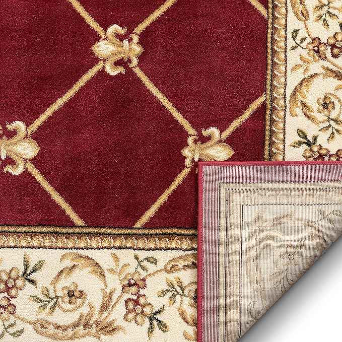 Patrician Trellis Red French European Formal Traditional 5X7 (5'3" X 7'3") Area Rug Easy To Clean Stain/Fade Resistant Shed Free Modern Contemporary Floral Thick Soft Plush Living Dining Room Rug