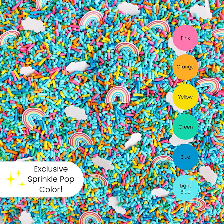 Sprinkle Pop You're My Rainbow Sprinkle Mix| Rainbow Sprinkles Heavy on Blue Jimmies with ~20 Rainbow and Clouds Wafer Papers| Birthday Sprinkles Made in USA for Decorating Cake Cupcakes Cookie, 4oz